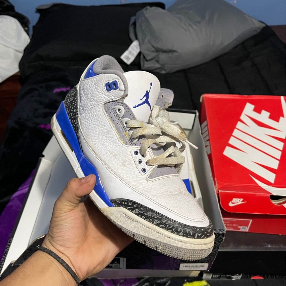 Nike Air Jordan Retro 3 White and Blue Sneakers